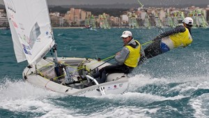 Smiling after race 10, on our way back to the harbour - London 2012 Olympic Games photo copyright  Victor Kovalenko taken at  and featuring the  class
