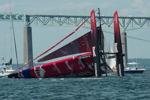 Emirates Team New Zealand - capsize, Day 1 America&rsquo;s Cup World Series, Newport photo copyright Chris Cameron/ETNZ http://www.chriscameron.co.nz taken at  and featuring the  class