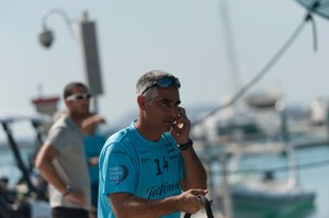 Team Telefonica technical director Horacio Carabelli at the shore base at leg 3 finish from Abu Dhabi, UAE to Sanya, China. Technical director Horacio Carabelli photo copyright Paul Todd/Volvo Ocean Race http://www.volvooceanrace.com taken at  and featuring the  class