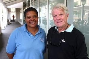 Denise Riviera executive director of the Bermuda Sloop Foundation and Malcolm Kirkland BSF co-founder. photo copyright  Mark Tatem taken at  and featuring the  class