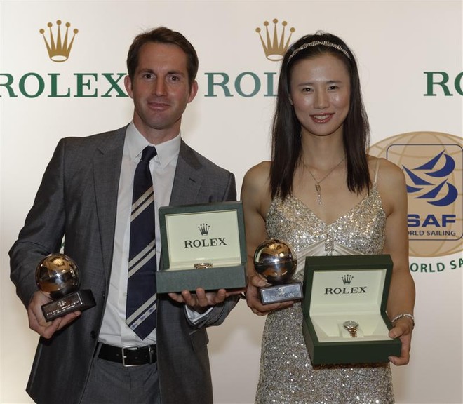 BEN AINSLIE (GBR), MALE WINNER AND LIJIA XU (CHN) FEMALE WINNER - ISAF Rolex World Sailor of the Year Awards 2012 ©  Rolex/ Kurt Arrigo http://www.regattanews.com