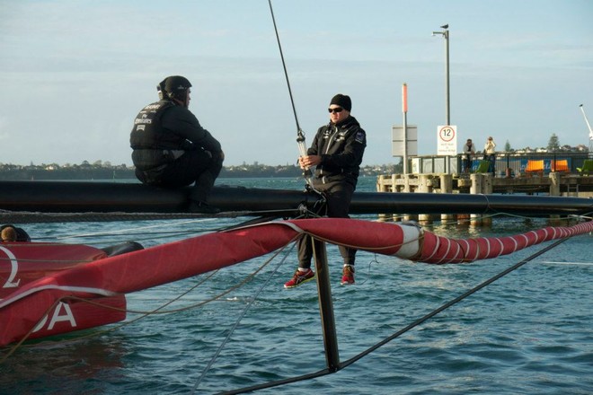 Emirates Team NZ AC72 prepares to go sailing in Auckland, on her fourth sailing day © Chris Cameron/ETNZ http://www.chriscameron.co.nz