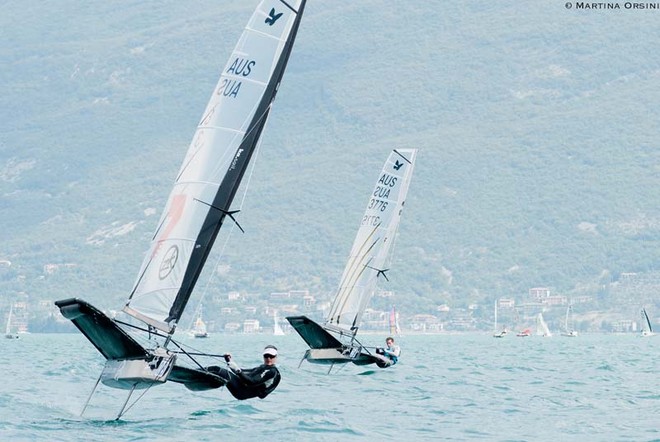 Scott Babbage ahead of Josh McKnight - 2012 Zhik Italian Moth Championships ©  Martina Orsini