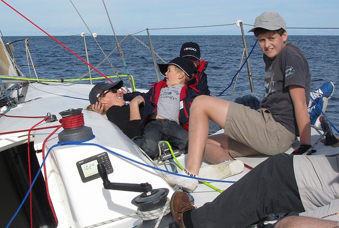 Belinda Braidwood and the kids enjoy the reborn Quest's first day out. - Forgacs Defence Spring Regatta © Tom Braidwood