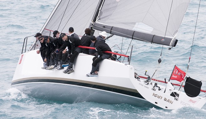 Walter Lewin & Matt Allen’s divisional winner Ichi Ban at this year’s Audi Hamilton Island Race Week (Freddie is looking at the camera without sunglasses). ©  Andrea Francolini Photography http://www.afrancolini.com/