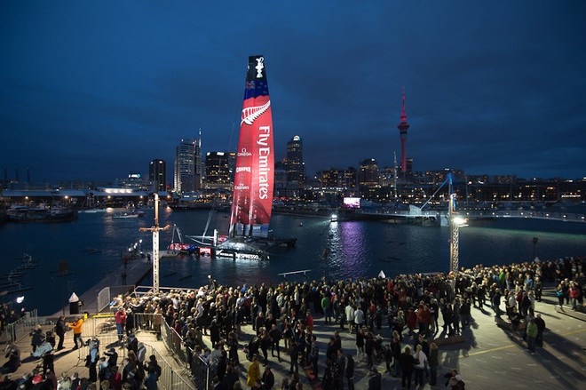 Emirates Team New Zealand naming ceremony for ’New Zealand’, the team’s first AC72.  © Chris Cameron/ETNZ http://www.chriscameron.co.nz