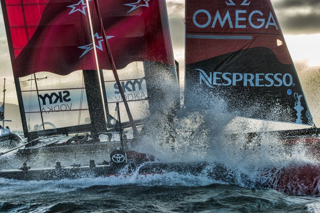 Emirates Team New Zealand, race two on day two of the America’s Cup World Series, San Francisco. 4/10/2012 © Chris Cameron/ETNZ http://www.chriscameron.co.nz