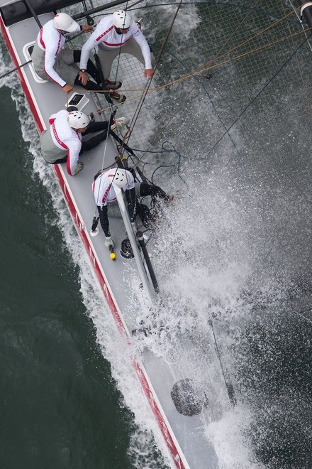 Luna Rossa in dive mode - San Francisco - Official Practice - America’s Cup World Series © ACEA - Photo Gilles Martin-Raget http://photo.americascup.com/