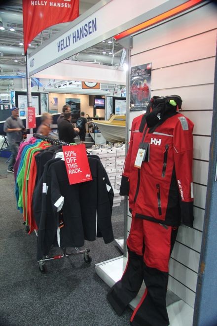 The latest addition to the Helly Hansen range is the Ocean Racing Suit, strong enough to withstand anything the water can throw at you  - Sydney International Boat Show © Rosalie Taylor