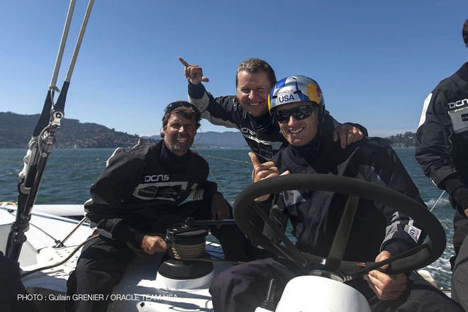 Jimmy visits Hydroptere / ORACLE TEAM USA / San Francisco (USA) / 12-09-2012 © Guilain Grenier / Hydroptere http://www.martin-raget.com
