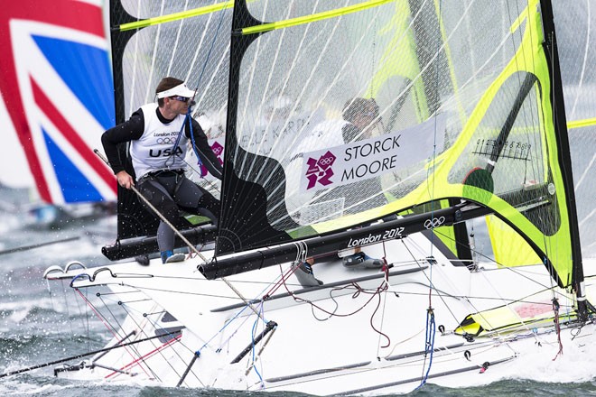London 2012 - Olympic Games - Day 4 - Storck and Moore (USA) in the 49er © Carlo Borlenghi/FIV - copyright