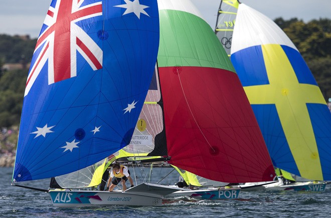 London 2012 - Olympic Games - Day 11 MEDAL RACE 49er © Carlo Borlenghi/FIV - copyright