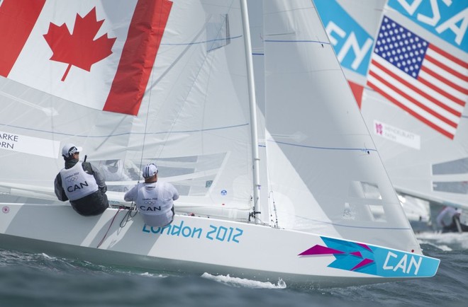 Richard Clarke and Tyler Bjorn (CAN), competing today, 02.08.12, in the Men’s Keelboat (Star) event in The London 2012 Olympic Sailing Competition. © onEdition http://www.onEdition.com