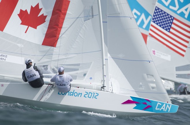 Richard Clarke and Tyler Bjorn (CAN), competing in the Men's Star event in The London 2012 Olympic Sailing Competition. © onEdition http://www.onEdition.com