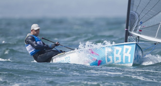 Ben Ainslie (GBR) competing today, 02.08.12, in the Men’s One Person Dinghy - heavy (Finn) event in The London 2012 Olympic Sailing Competition. © onEdition http://www.onEdition.com