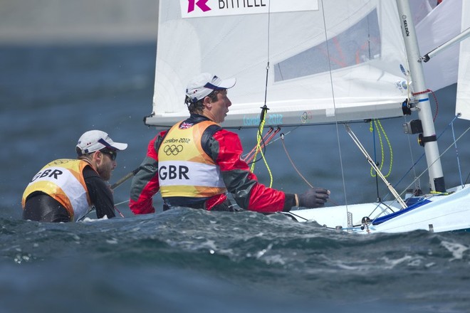 Luke Patience and Stuart Bithell (GBR) competing today, 03.08.12, in the Men’s Two Person Dinghy (470) event in The London 2012 Olympic Sailing Competition. © onEdition http://www.onEdition.com