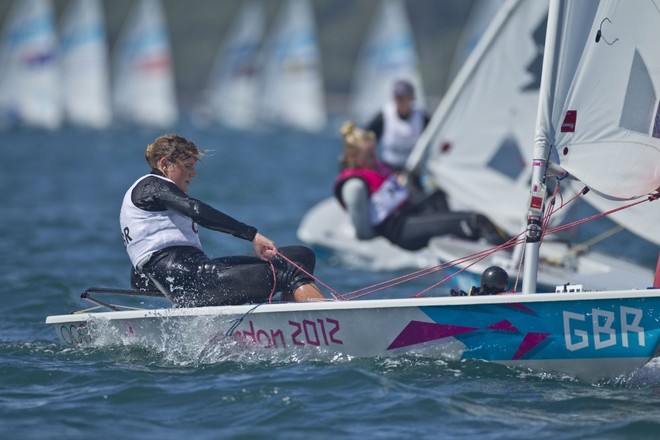 Alison Young (GBR) competing today, 03.08.12, in the Women’s One Person Dinghy (Laser Radial) event in The London 2012 Olympic Sailing Competition. © onEdition http://www.onEdition.com