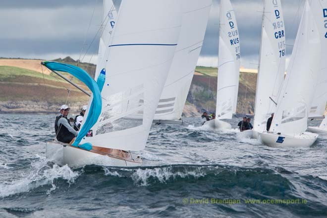 Wednesday 12th September 2012 - Kinsale, Co. Cork: Sweden’s Jacob Wallenberg with Henrik Baltscheffsky and Stellan Gross on the fourth day of racing in the Brewin Dolphin Dragon Gold Cup at Kinsale Yacht Club.<br />
 © David Branigan - Oceansport.ie