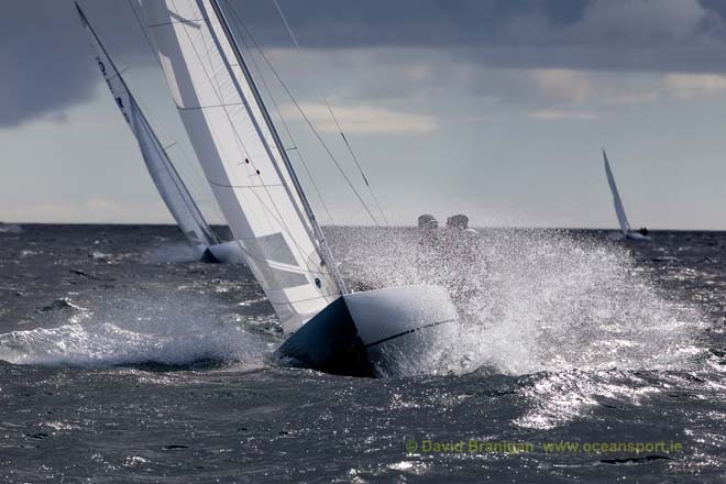 Wednesday 12th September 2012 - Kinsale, Co. Cork: Britain’s Graham Bailey with Julia Bailey, Dylan Potter and eleven year-old Will Heritage leading on the fourth day of racing in the Brewin Dolphin Dragon Gold Cup at Kinsale Yacht Club.<br />
 © David Branigan - Oceansport.ie