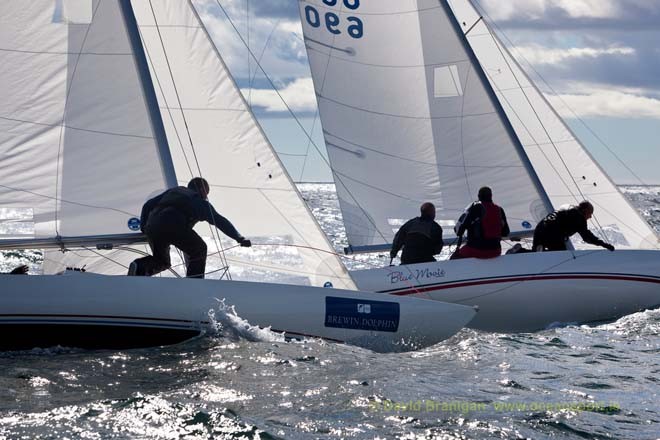 Wednesday 12th September 2012 - Kinsale, Co. Cork: Rounding the weather mark close to the Old Head of Kinsale on the fourth day of racing in the Brewin Dolphin Dragon Gold Cup at Kinsale Yacht Club.<br />
 © David Branigan - Oceansport.ie