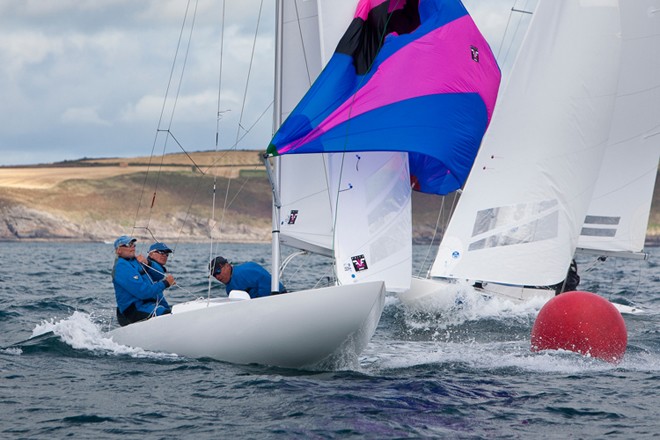 Friday 14th September 2012 - Kinsale, Co. Cork:  Germany’s Tommy Mueller (centre) with Vincent Hoesch and Michael Lipp, in the lead of the final race to become winners of the Brewin Dolphin Dragon Gold Cup at Kinsale Yacht Club.<br />
<br />
<br />
 © David Branigan - Oceansport.ie