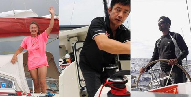 Solo sailors Jeanne Socrates - British, Gua Chuan - Chinese and Abhilash Tomy -Indian ©  SW