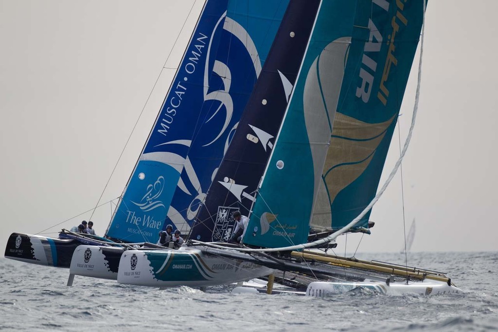 The three top contenders for the 2012 trophy going into the final Act in Rio: The Wave, Muscat, Groupe Edmond de Rothschild and Oman Air go head to head. © Lloyd Images http://lloydimagesgallery.photoshelter.com/