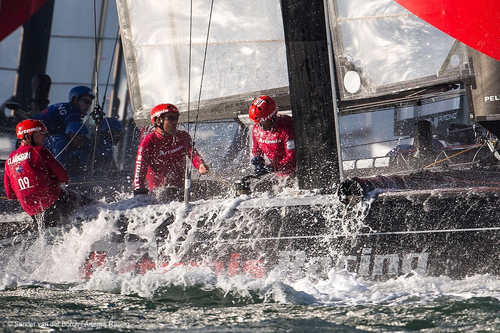 Saterday October 6th. AC45 World Series San Francisco (Oct. 2-7). photo copyright Sander van der Borch / Artemis Racing http://www.sandervanderborch.com taken at  and featuring the  class