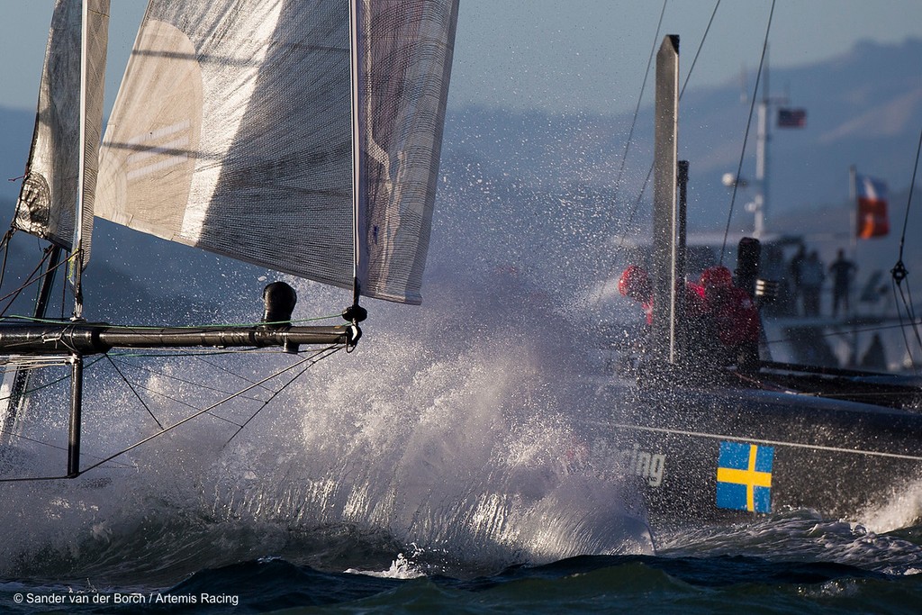 Saterday October 6th. AC45 World Series San Francisco (Oct. 2-7). photo copyright Sander van der Borch / Artemis Racing http://www.sandervanderborch.com taken at  and featuring the  class