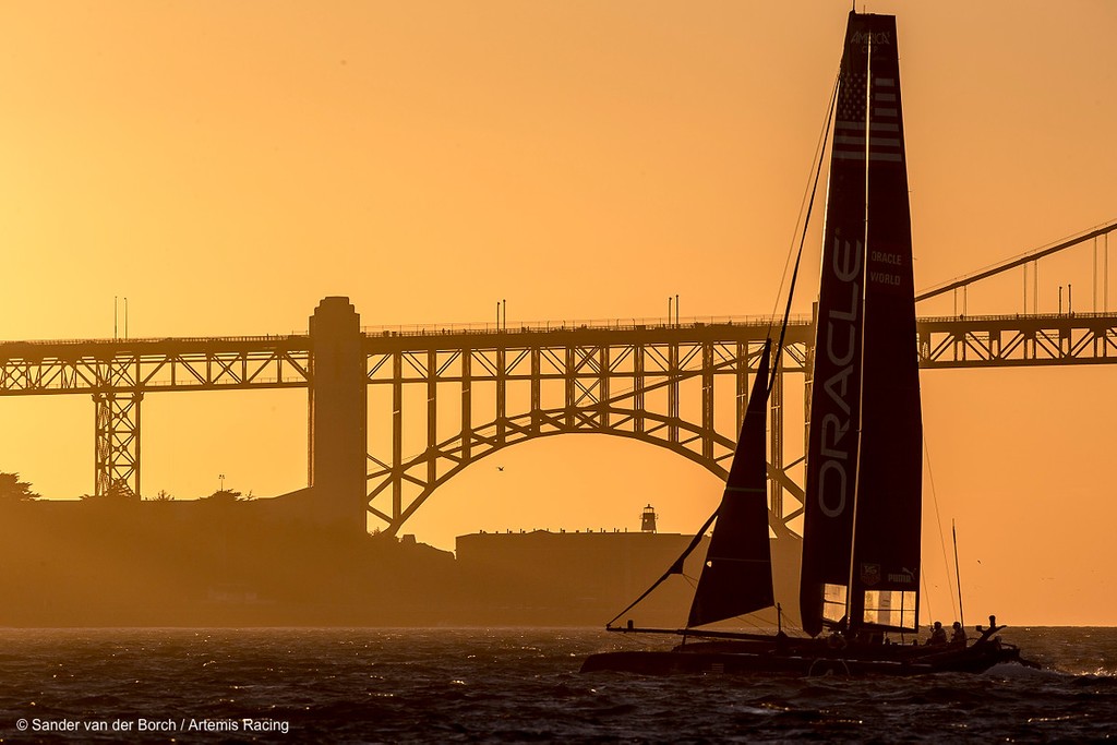 Saturday October 6th. AC45 World Series San Francisco (Oct. 2-7). photo copyright Sander van der Borch / Artemis Racing http://www.sandervanderborch.com taken at  and featuring the  class