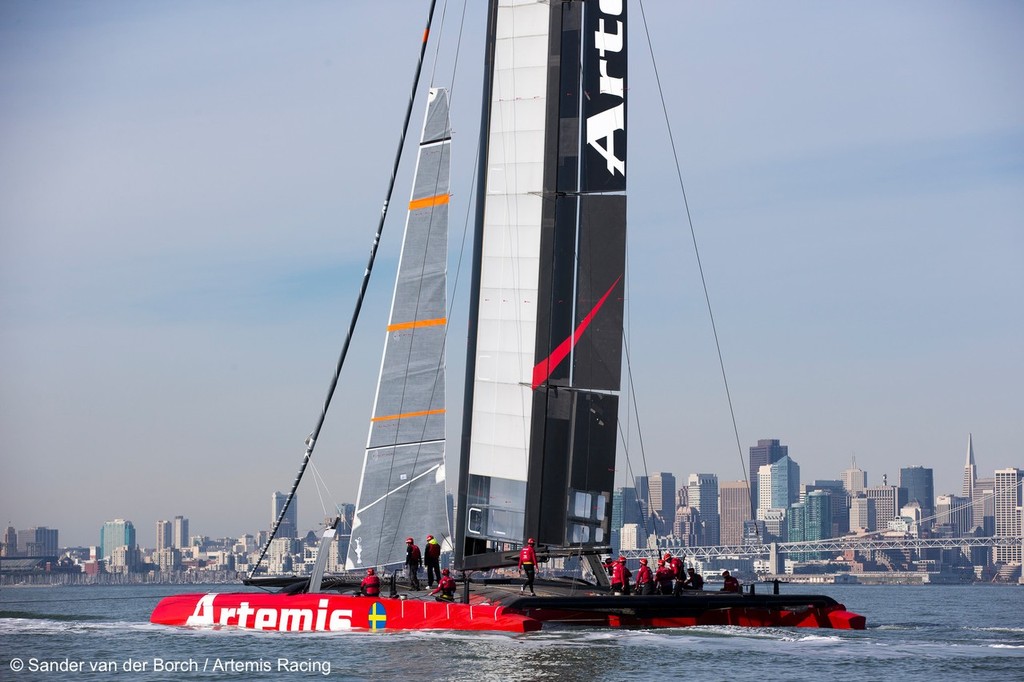 First sailing day of the AC72 of Artemis Racing, 13 November 2012, Alameda, USA photo copyright Sander van der Borch / Artemis Racing http://www.sandervanderborch.com taken at  and featuring the  class