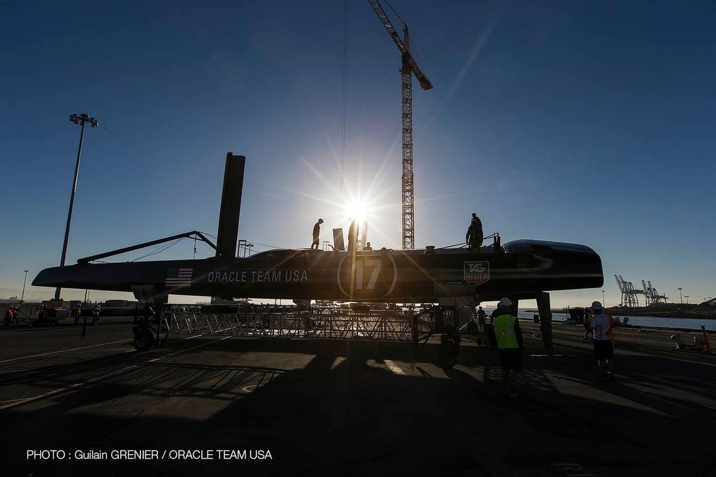 Oracle Team USA in the shed in San Francisco © Guilain Grenier Oracle Team USA http://www.oracleteamusamedia.com/