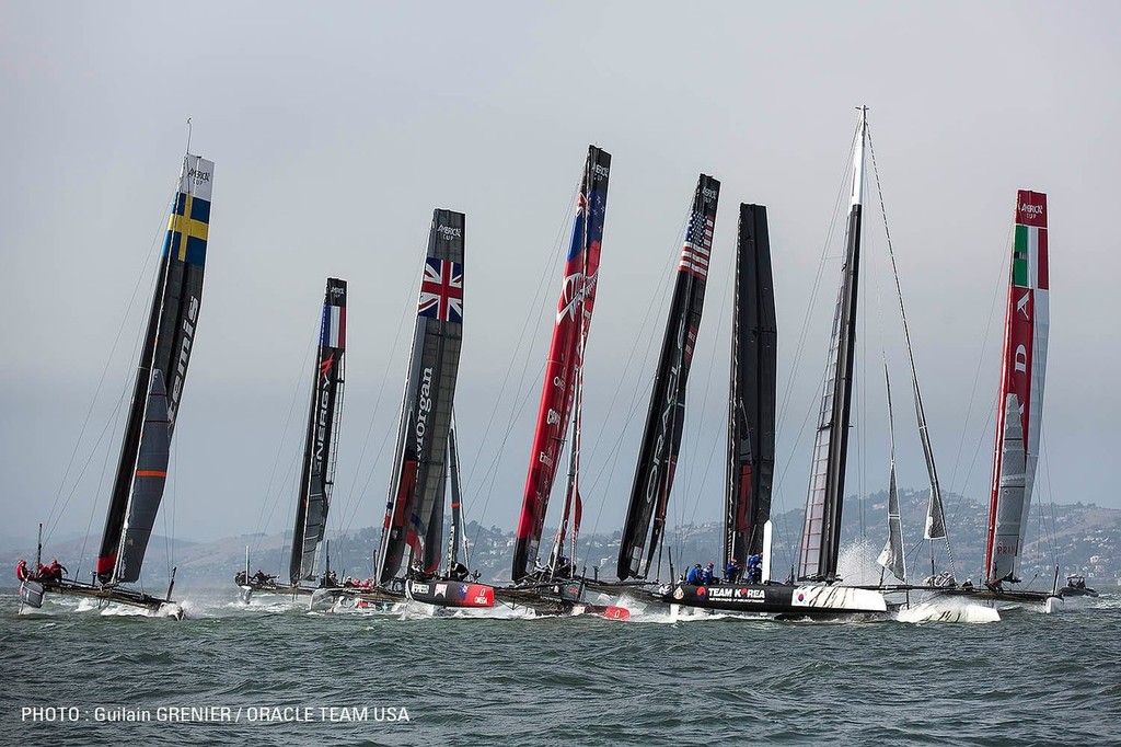 Peter helming Team Korea's AC45 - nice start photo copyright Richard Burling taken at  and featuring the  class