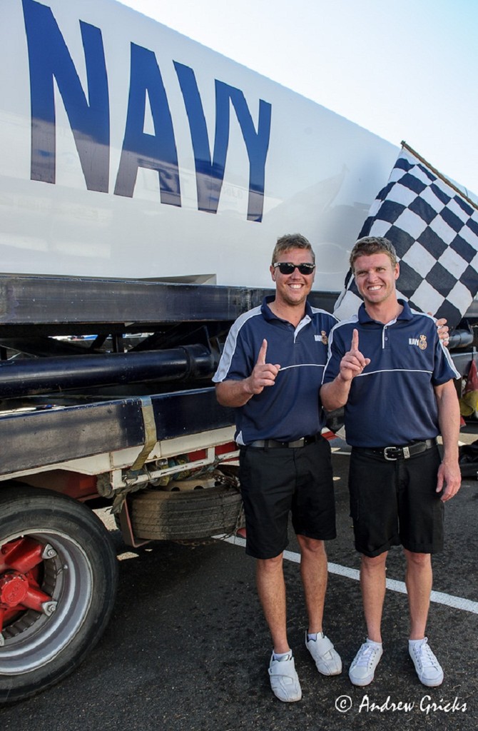 Winners are grinners - brothers Brendan (left) and Christopher Frier, OSC Supercat 1000 Australian champions.  - OSC championships conclude photo copyright Andrew Gricks http://www.andrewgricksphotography.com taken at  and featuring the  class