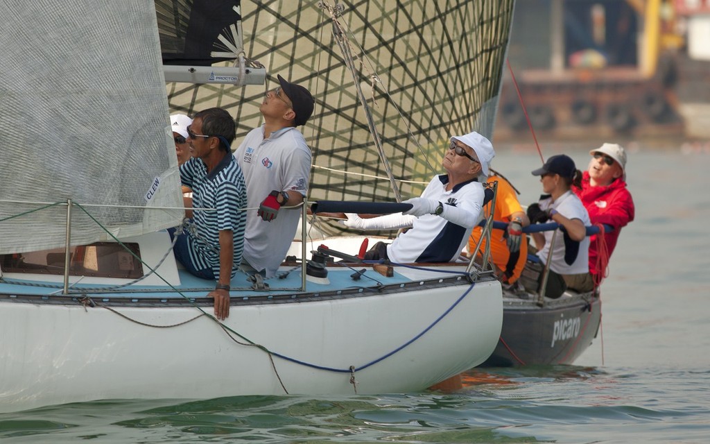 RHKYC Autumn Regatta 2012 - race 1 - RHKYC Vice Patron Lee Fook Hing at the helm ©  RHKYC/Guy Nowell http://www.guynowell.com/