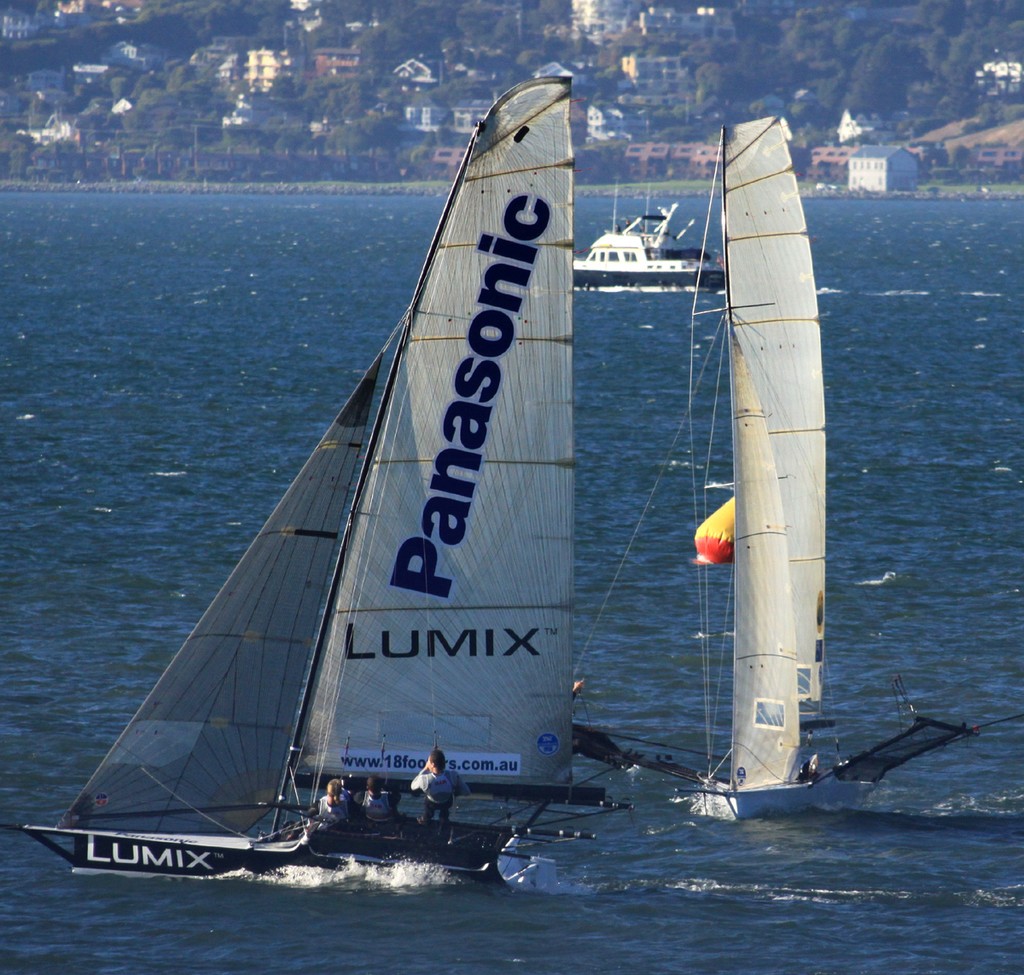 Australia's Lumix was happy with a pair of second-place finishes  - International 18 Skiff Regatta 2012 Day 1 photo copyright Rich Roberts http://www.UnderTheSunPhotos.com taken at  and featuring the  class