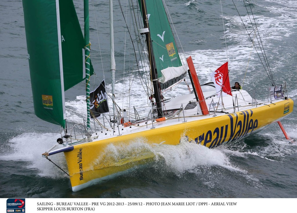 SAILING - BUREAU VALLEE - PRE VG 2012-2013 - 25/09/12 - PHOTO JEAN MARIE LIOT / DPPI - AERIAL VIEW - SKIPPER LOUIS BURTON (FRA) photo copyright Jean-Marie Liot / DPPI / Vendée Globe http://www.vendeeglobe.org taken at  and featuring the  class