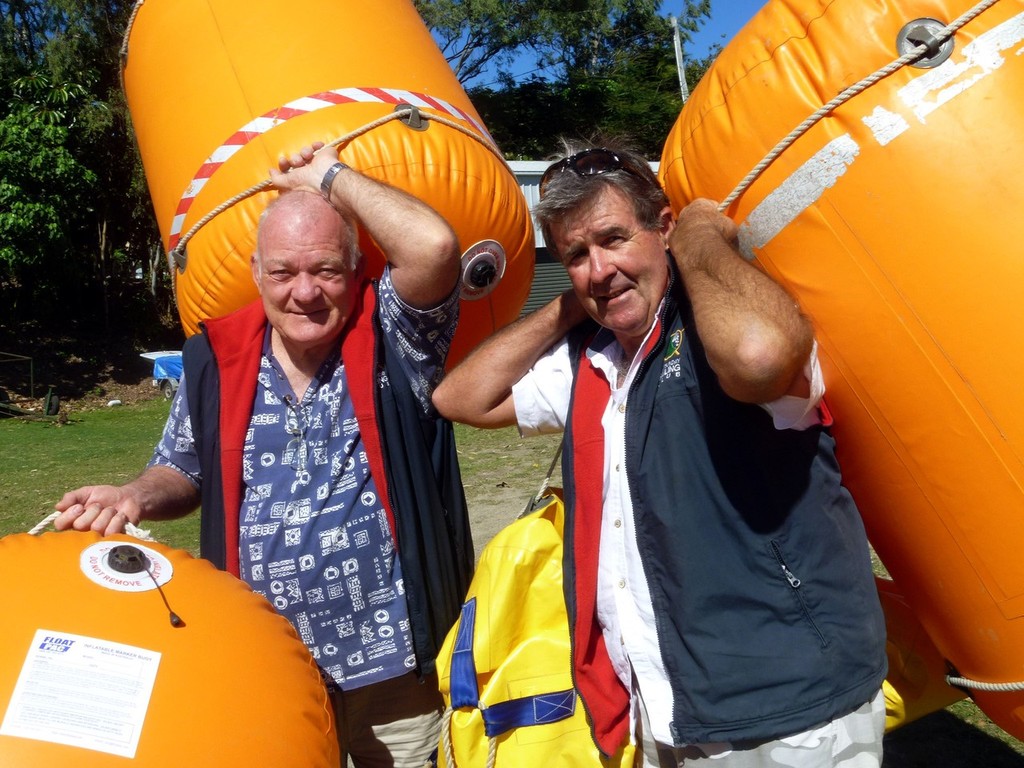 WSC volunteers Duncan Smith and John Carroll prepare buoys needed to mark the course - Airlie Beach Race Week 2012 photo copyright Corrie Gardner taken at  and featuring the  class