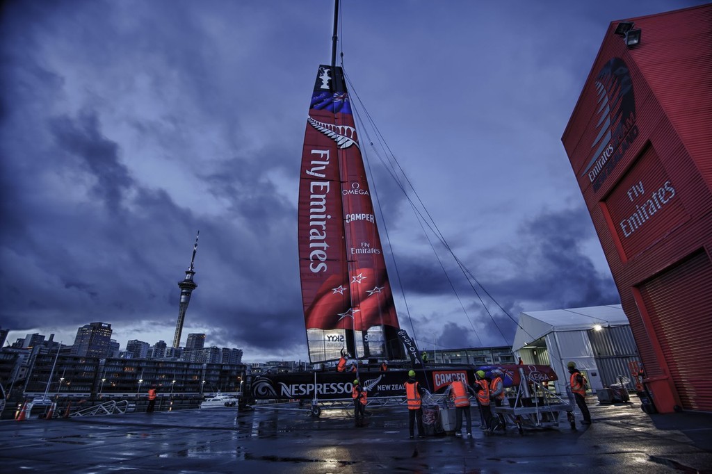 Emirates Team  New Zealand take the AC72 out for its third day of testing on the Hauraki Gulf. © Chris Cameron/ETNZ http://www.chriscameron.co.nz