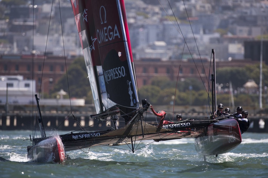 Emirates Team New Zealand get in some training before racing BAR in a match race on day three of the  America's Cup World Series, San Francisco. 24/8/2012 photo copyright Chris Cameron/ETNZ http://www.chriscameron.co.nz taken at  and featuring the  class