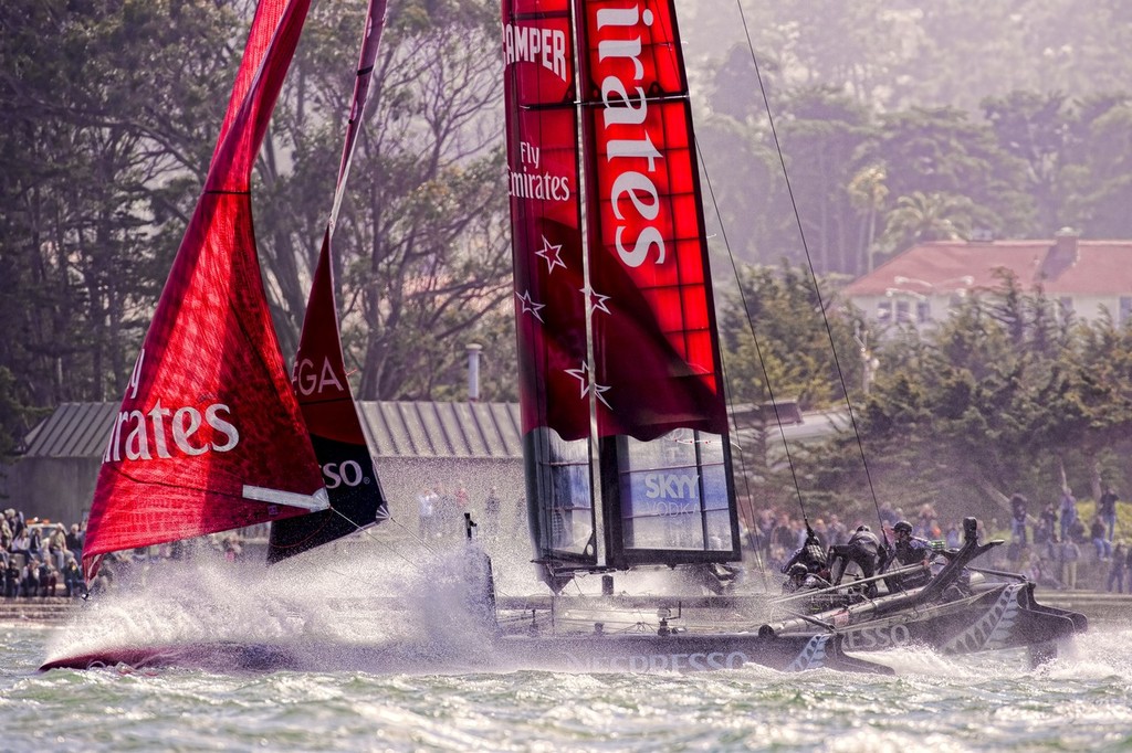 Emirates Team NZ at full throttle earlier in the series photo copyright Chris Cameron/ETNZ http://www.chriscameron.co.nz taken at  and featuring the  class