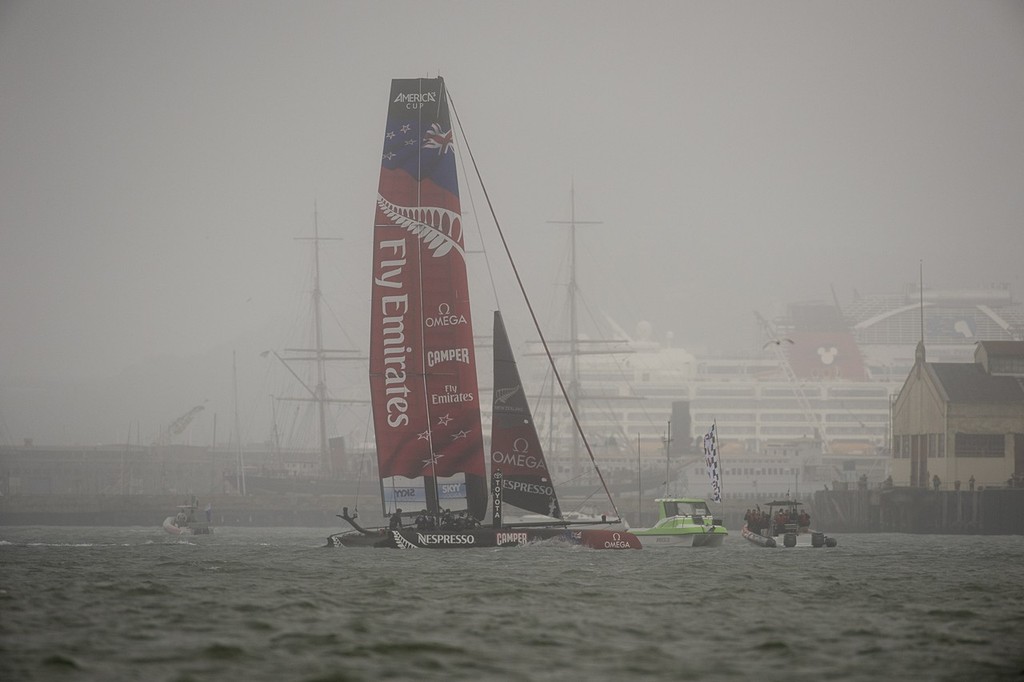 Emirates Team New Zealand win their Match race against Artemis Racing Red on day one of the America’s Cup World Series, San Francisco.  © Chris Cameron/ETNZ http://www.chriscameron.co.nz