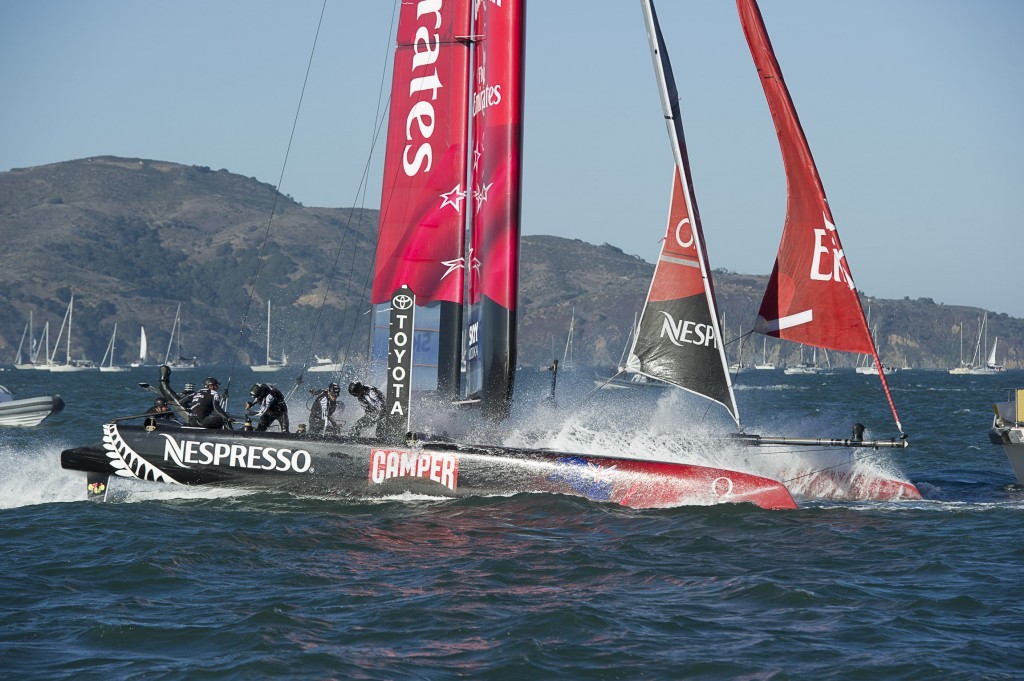 Emirates Team NZ racing on Day 4 of the America’s Cup World Series, San Francisco © Chris Cameron/ETNZ http://www.chriscameron.co.nz