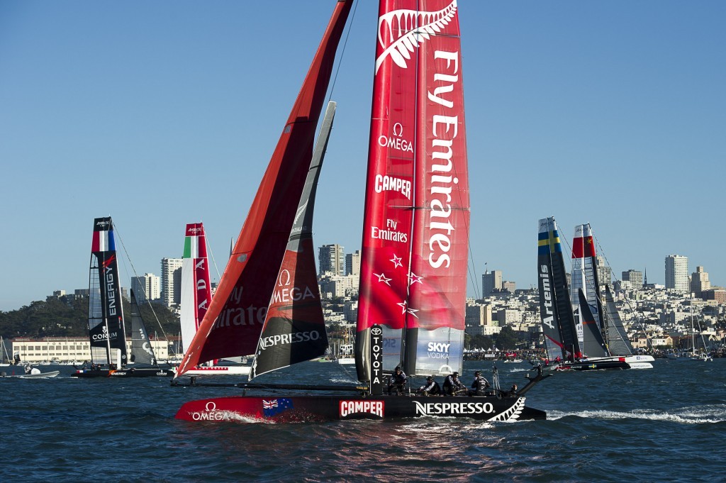 Emirates Team NZ racing on Day 4 of the America’s Cup World Series, San Francisco © Chris Cameron/ETNZ http://www.chriscameron.co.nz