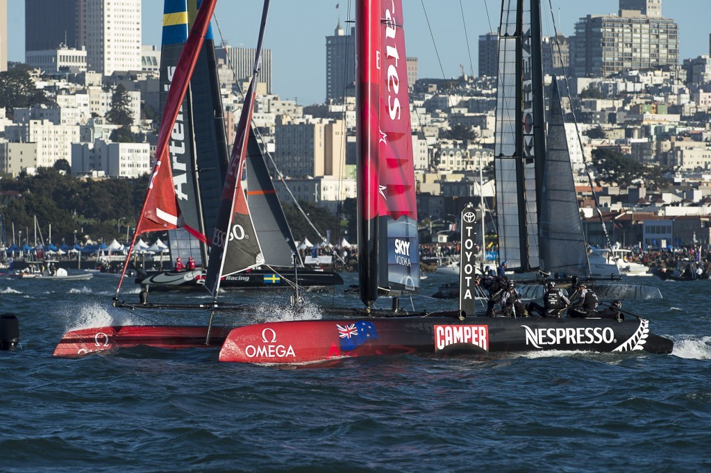 Emirates Team NZ racing on Day 4 of the America’s Cup World Series, San Francisco © Chris Cameron/ETNZ http://www.chriscameron.co.nz