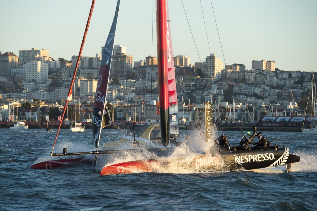 Emirates Team NZ racing on Day 4 of the America’s Cup World Series, San Francisco © Chris Cameron/ETNZ http://www.chriscameron.co.nz