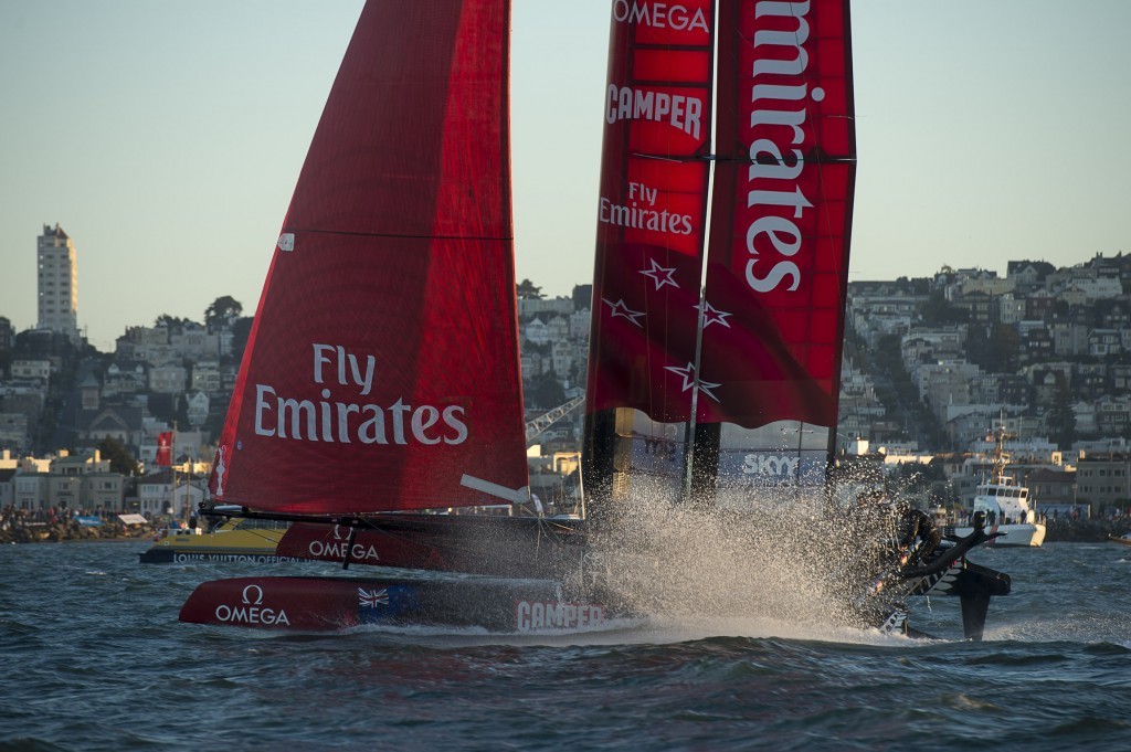 Emirates Team NZ racing on Day 4 of the America’s Cup World Series, San Francisco © Chris Cameron/ETNZ http://www.chriscameron.co.nz