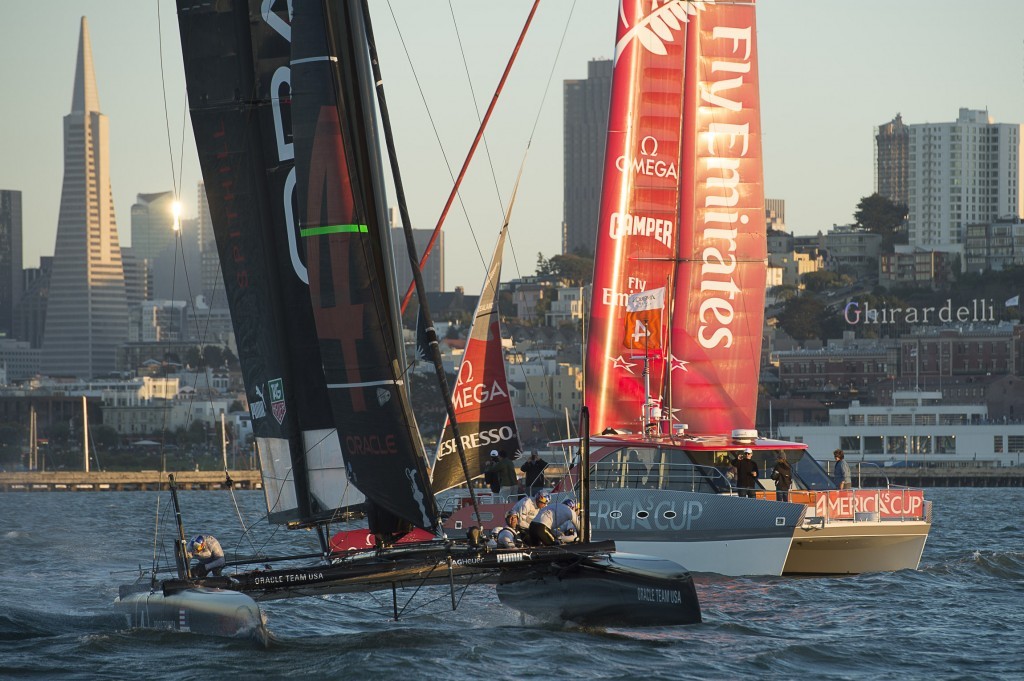 Emirates Team NZ racing on Day 4 of the America’s Cup World Series, San Francisco © Chris Cameron/ETNZ http://www.chriscameron.co.nz
