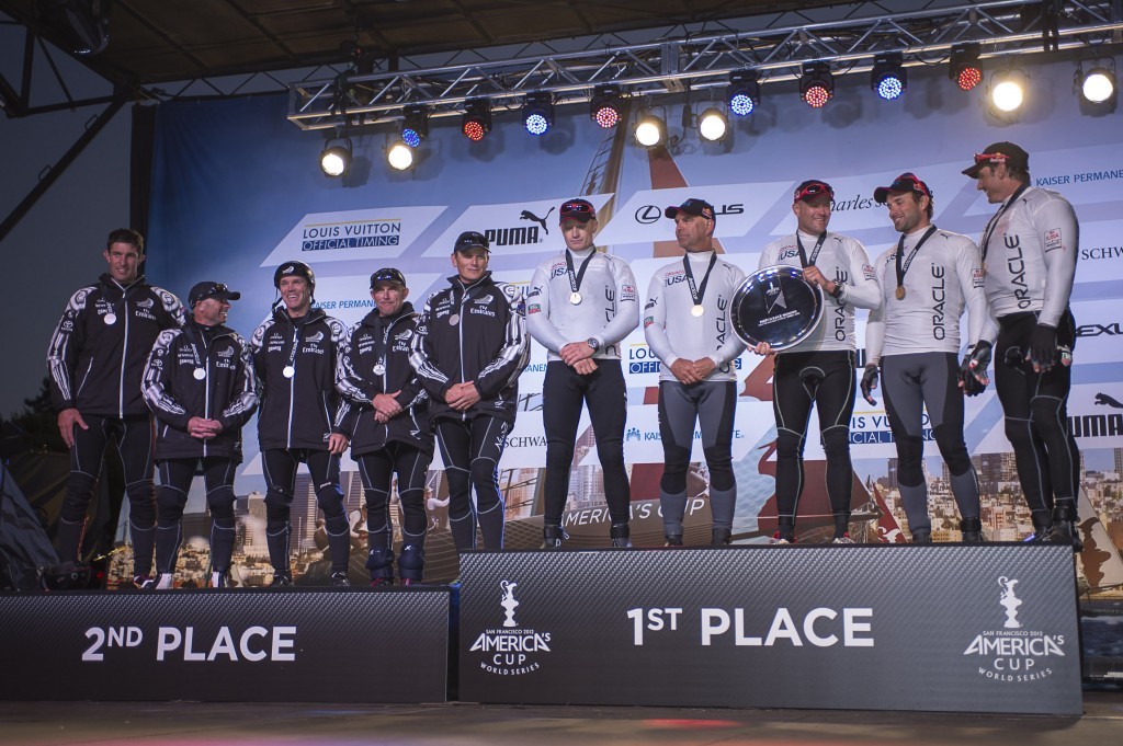 On the podium for the Match Racing title - America’s Cup World Series San Francisco © Chris Cameron/ETNZ http://www.chriscameron.co.nz