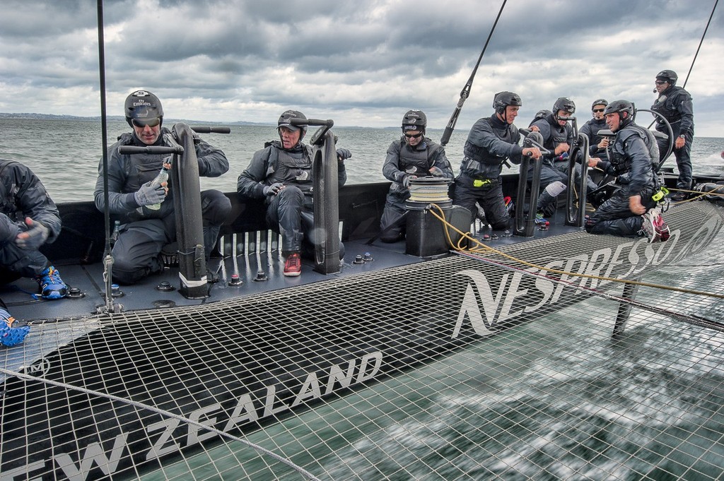 Emirates Team New Zealand. Day 13 of testing for the team’s first AC72. Hauraki Gulf, Auckland.  © Chris Cameron/ETNZ http://www.chriscameron.co.nz
